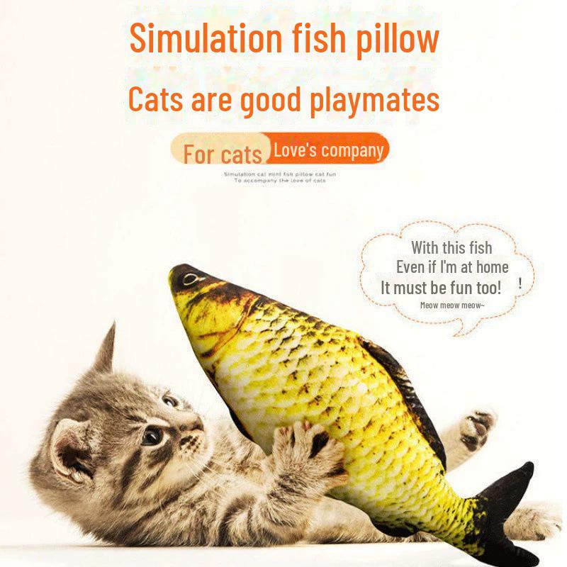 Плюшевая игрушка-рыба из кошачьей мяты: Подушка для саморазвлечения, устойчивая к царапинам и износу, для кошек
