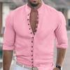 Men's Multi-buttons Shirts Cotton Linen Hawaiian Beach Shirt Long Sleeves Stand Collar Lightweight Breathable Men's Shirt