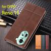 Magnetic Adsorption Leather Fitted Case for OPPO Reno 11 5G / Reno11 5G Global EUR RUS Flip Cover Protective Case Fundas Coque