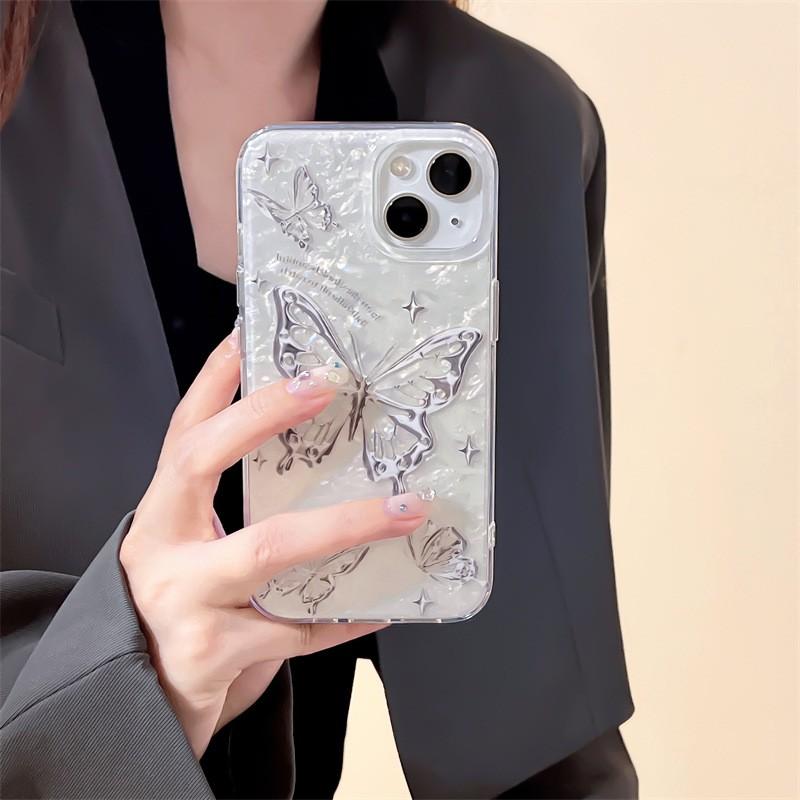 Metal Butterfly Double-sided IMD Phone Case IPhone 15 Plus 14 Pro Max 13 12 11 Shockproof Back Cover