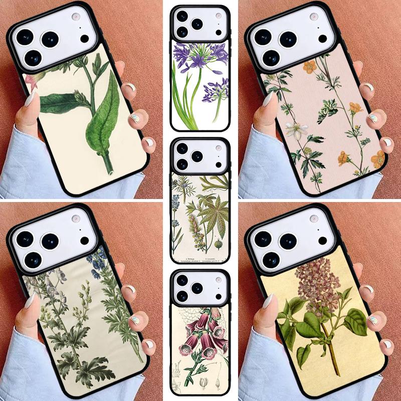 Ботанические Рисунки Цветы Растения Мягкий Чехол для Телефона для iPhone 16e 15 14 13 12 17 Pro Max Plus Air 17pro Чехол Coque