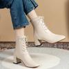 Fashion Women High Heels Ankle Autumn Sock Boots Chunky Walking Boots Winter  Designer Fashion Lace-up Ankle Boots Pumps Femme Botas