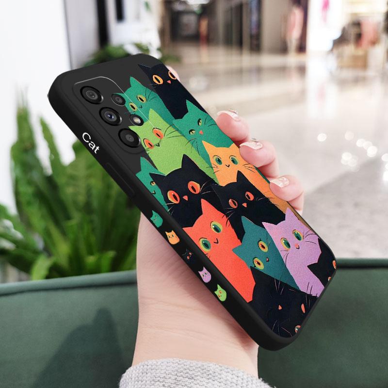 Красочный чехол-кошка для Samsung Galaxy A73 A53 A33 A23 A13 A03 A72 A52 A52S A32 A22 A12 A02 A02S A71 A51 A31 A21S 4G 5G