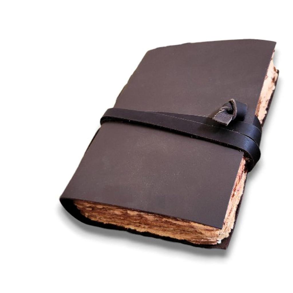 Real Leather Sketchbook Journal Dairy with 200 Deckle Edge Papers and Lace