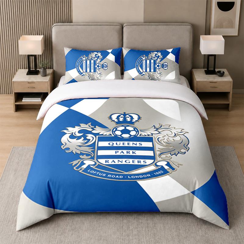 3Pcs Bedding SetQueens Park Rangers Football Soft Bed Sheet and Two Pillowcases Home Bedroom Decor