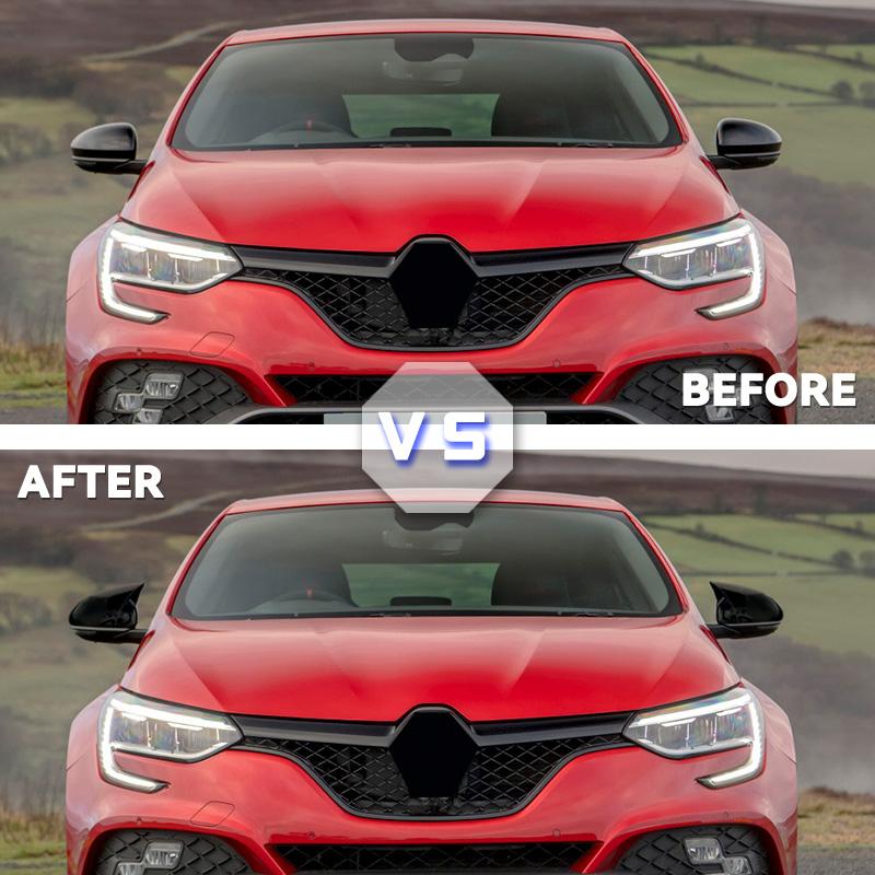 Крышка зеркала Bat Design для Megane 4 IV Renault 2016-2025, автомобильные аксессуары, черный рояль, тюнинг, автоспорт, Bat Design, RS Side