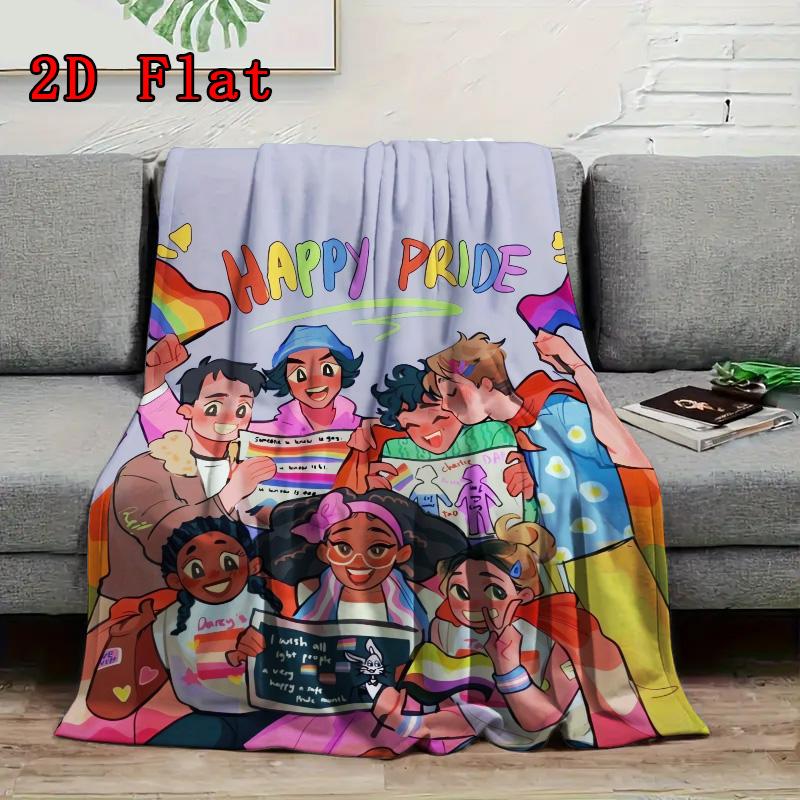 Vibrant Anime Style 2D Flat Pattern Flannel Blanket High quality All Seasons Warmth and Comfort Perfect for Christmas Gifts.