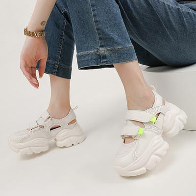 Модные теннисные туфли с сеткой, женские летние повседневные сандалии на толстой подошве для улицы, новые повседневные спортивные туфли на шнуровке, женские размеры 35-40