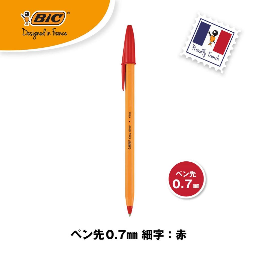 BIC Шариковая ручка Набор ORGF12EGRED Ручка на масляной основе, Оранжевая, 0,7 мм, Красная, 12,