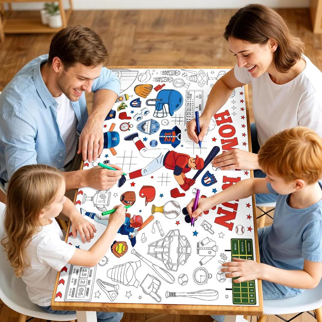 Baseball Giant Coloring Poster Baseball Large Versatile Drawing Paper Coloring DIY Tablecloth Decorations for Kids Adult Sport Themed Art Craft Table
