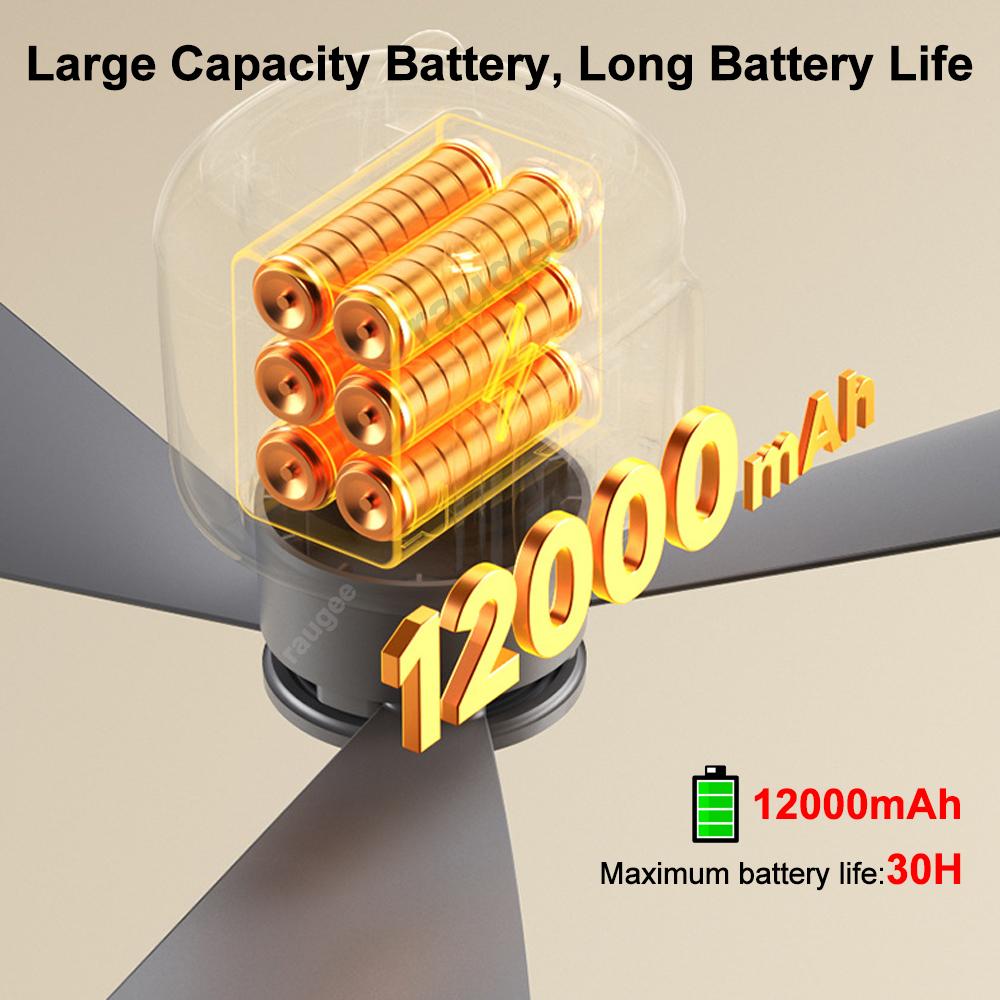 12000 мАч Портативные Потолочные Вентиляторы Наружный Кемпинговый Вентилятор Палатка Циркулятор Воздуха Охладитель Перезаряжаемый Электрический Вентилятор Пульт Дистанционного Управления Светодиодный Свет