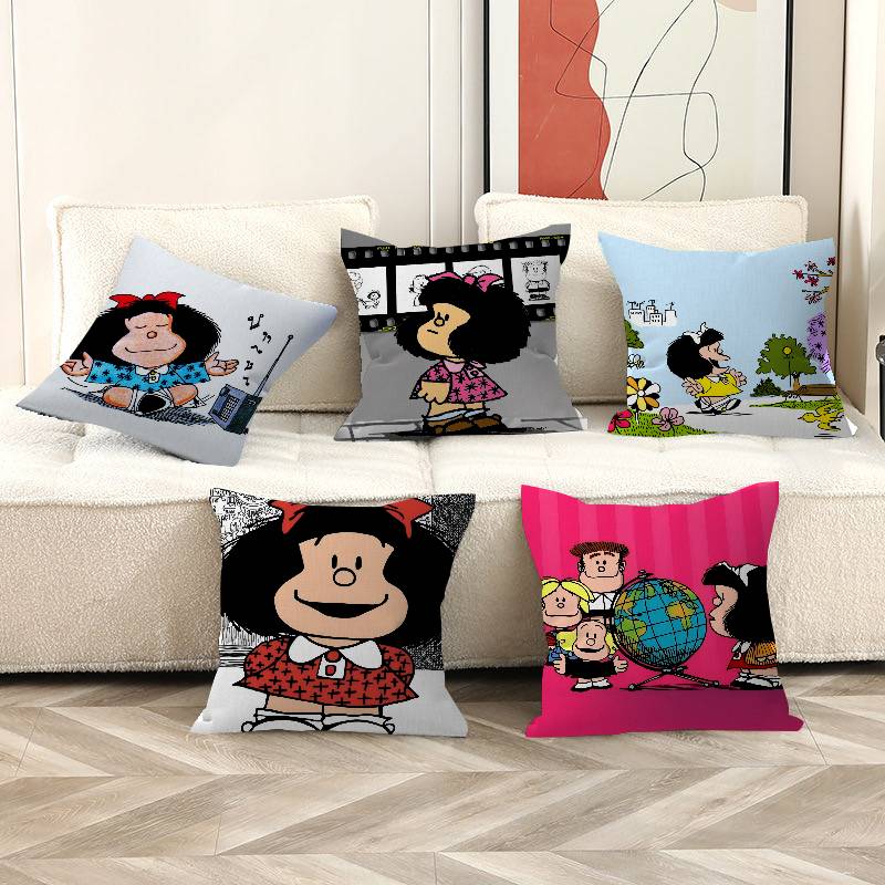 Cartoon MMafalda Pillow Cushion Cover Pillowcase Living Room Sofa Home Decor Customized