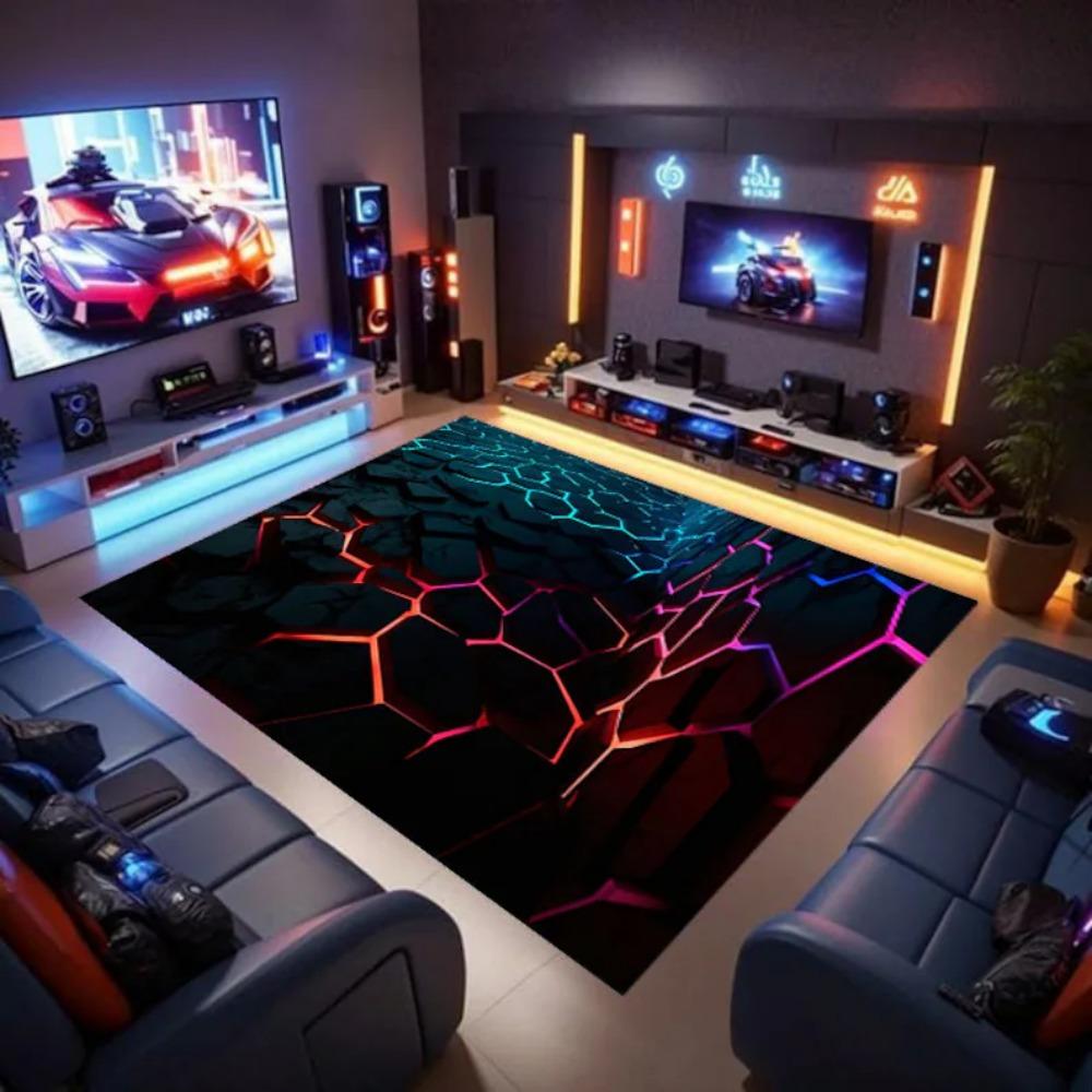 Gamer Rug PC Game Controller Pattern Carpet for Bedroom Living Room Play Area Indoor Outdoor Rug Door Mat Cool Decor Boys Girls