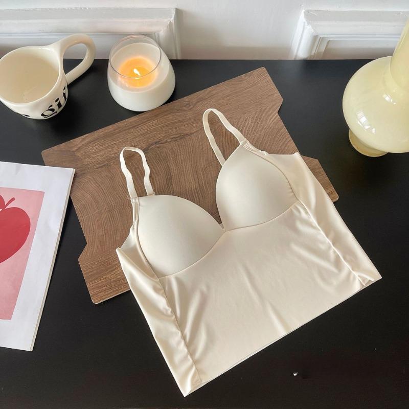 Летний тонкий шелковый бесшовный комфортный внешний вид жилет на бретельках через шею красивая спина маленькая грудь пуш-ап бюстгальтер французские треугольные чашки нижнее белье для женщин