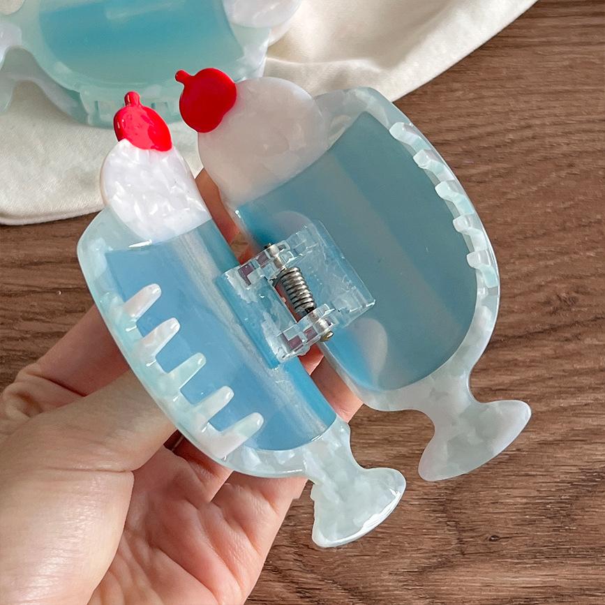 Креативная синяя содовая мороженое заколка-коготь для волос милый мультяшный заколка для хвоста акула зажим для волос головной убор для женщин девушек аксессуары для волос