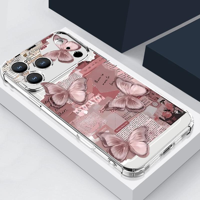 Многоцветный чехол с узором «Бабочка» для iPhone 17 Pro Max Coque iPhone 16 15 14 13 Pro Max 11 Ударопрочный прозрачный мягкий силиконовый чехол