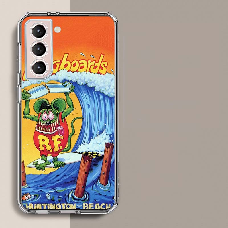 Surf Cool Rat F-Fink Phone Case For Samsung A16 A26 A36 A56 A17 A15 A25 A35 A55 A14 A24 A34 A54 A04S A05S Galaxy Note 20 10 9 8