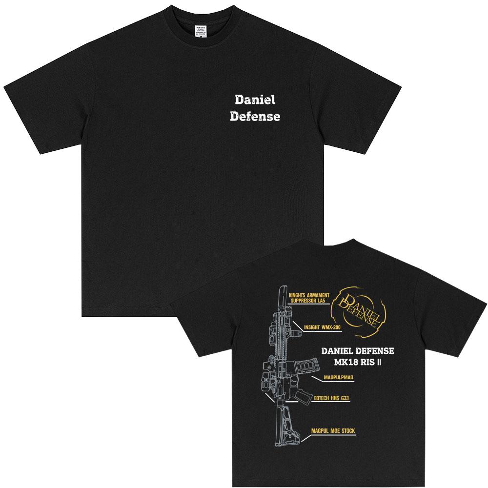 Графическая футболка Daniel Defense MK18 Мужская Модная Повседневная Оверсайз Уличная Одежда Мужчины Женщины Высокое Качество Мягкий Хлопок Футболки Топы