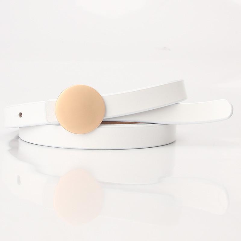 Женский узкий кожаный ремень для платья с круглым дизайном кнопки-застежки для деловых и повседневных образов