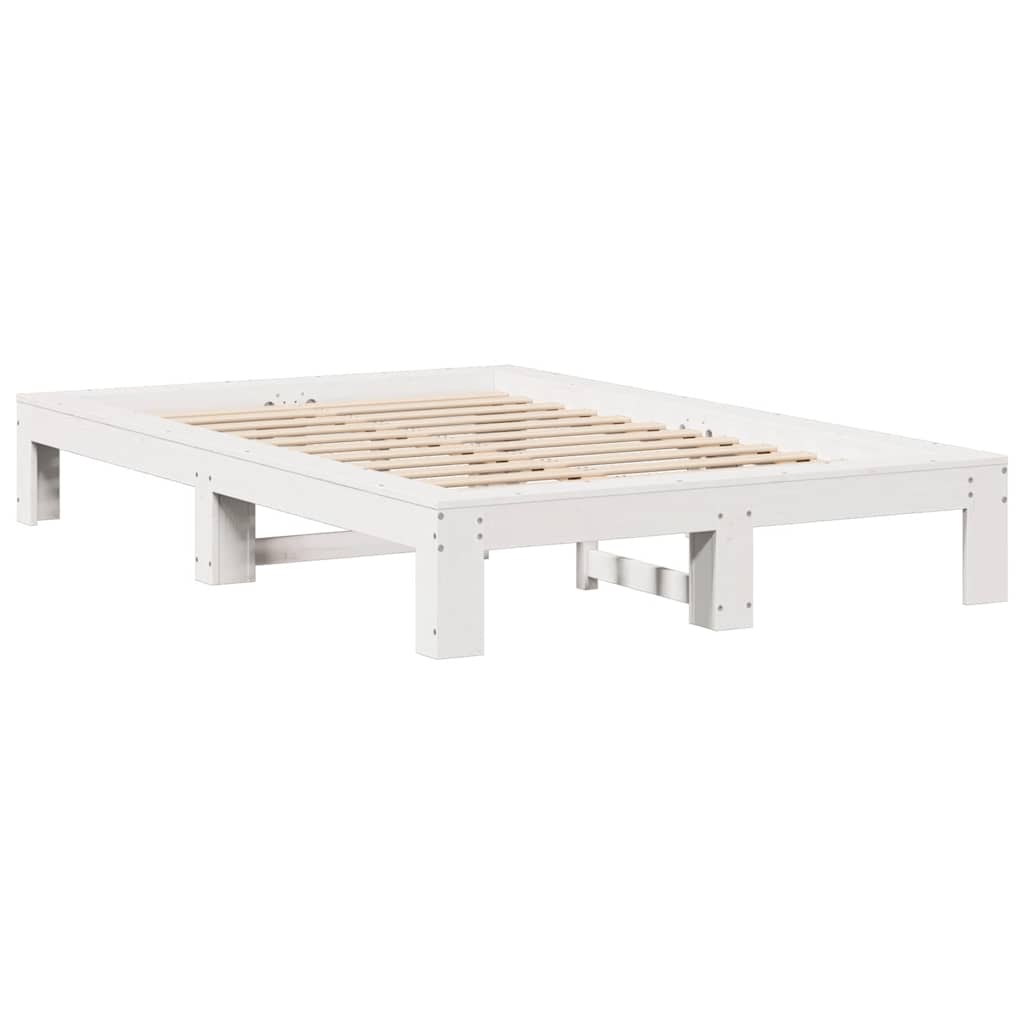 Solid Wood Bed without Mattress White 135x190 cm Pine Wood