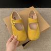 Yellow with Skirt French Flat-bottomed Shallow-mouth Single Shoes Women's 2025 New Autumn Retro Versatile Soft-soled Mary Jane Shoes