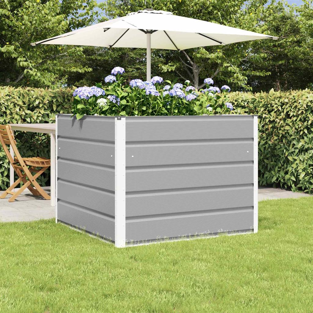 Planting Box Light Grey 100 x 100 x 75 cm Steel