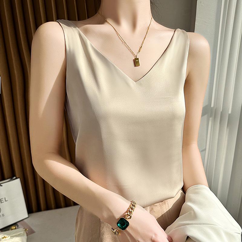 Шелковистая майка с перекрещенной спинкой - Женское летнее нижнее белье и верхняя одежда