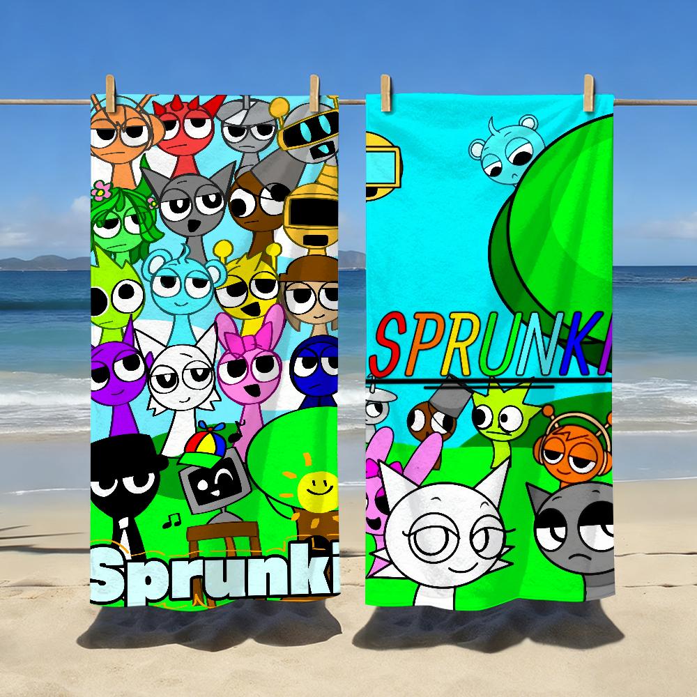 Игровое Полотенце S-Sprunki Oren Мультяшное Мягкое Для Бассейна Подарок Для Путешествий Спортзала Душа Кемпинга Быстросохнущее Спортивное Большое Пляжное Полотенце