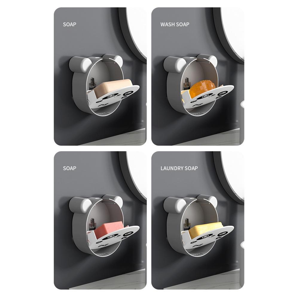 Wall Mounted Soap Storage Box Black White Cartoon Soap Holder Cute Soap Dish Home Shower Bathroom