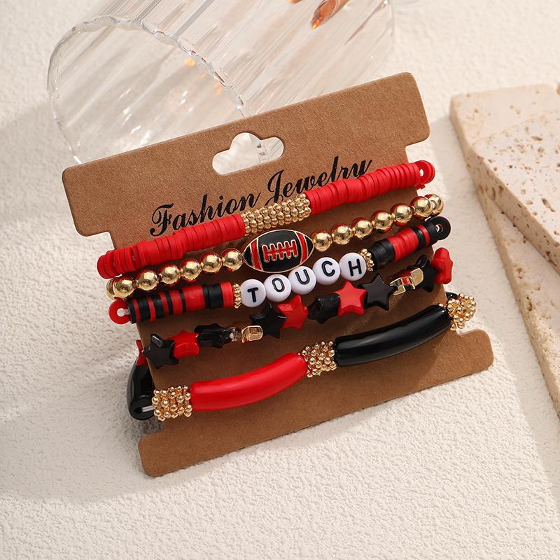 5 шт./компл. Цветной многослойный браслет ручной работы эластичный стекируемый спортивный ручной браслет Chian