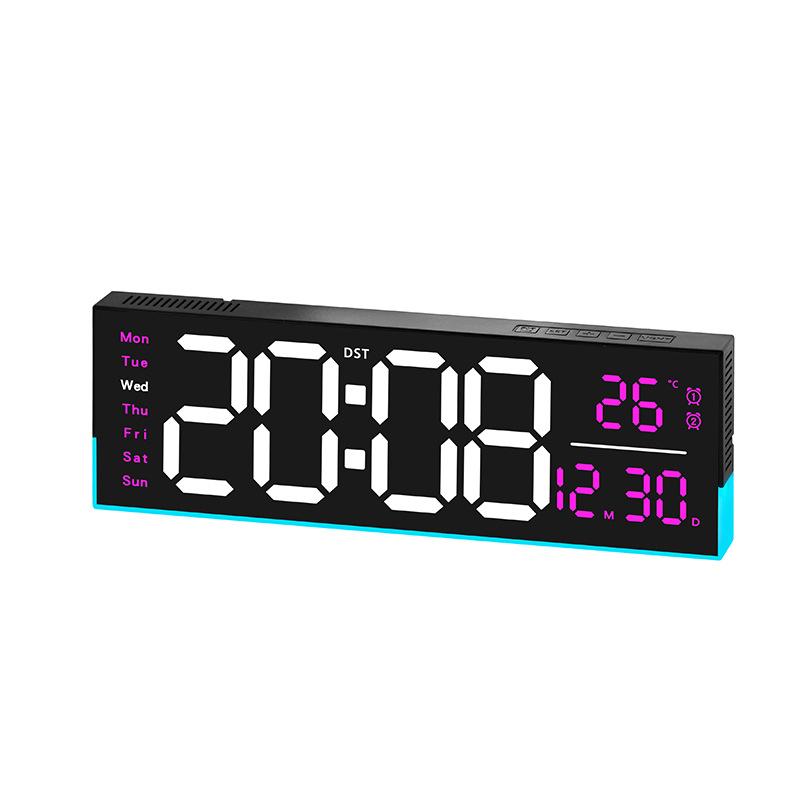 LED Minimalist Digital Large Screen Wall Clock, Living Room Multifunctional Ambient Light Clock 6699/5539