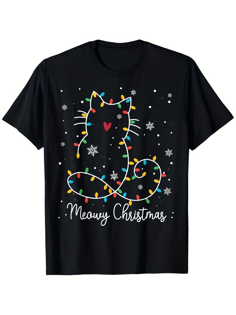 Adorable Feline-Themed Christmas Tee