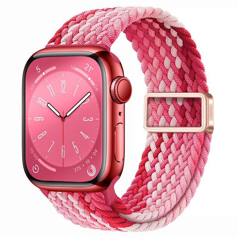 Совместимо с Apple Watch S10, iWatch 11, Xiaomi 9, Huawei; Нейлоновый ремешок с магнитной пряжкой "Радуга".