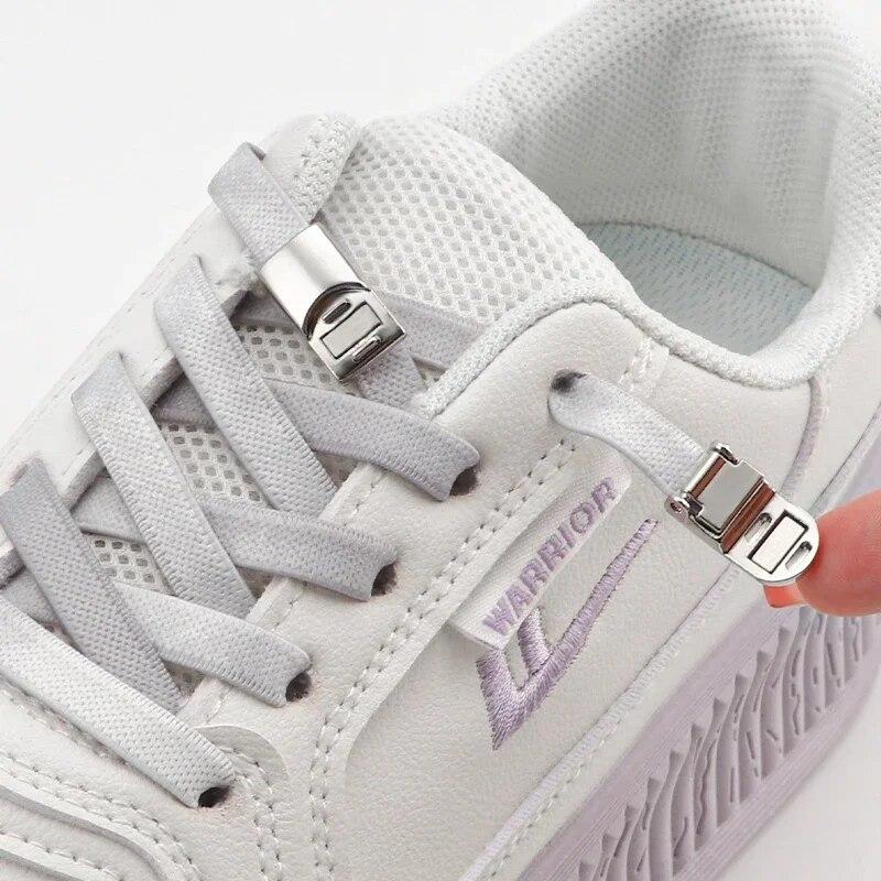 1Pair 8MM Wide Flat Rainbow Shoelaces Elastic Laces Sneakers Magnetic Lock No Tie Shoe Laces Adults Kids Rubber Bands for Shoes