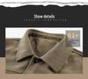Men's Corduroy Striped Workwear Jacket with Pockets, Retro Lapel, Long-Sleeve.