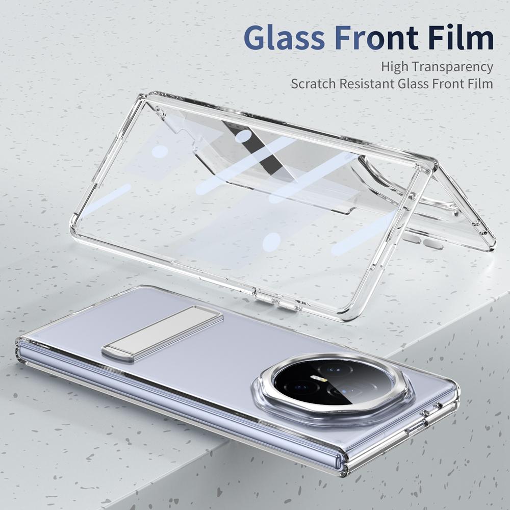 KEYSION Прозрачный чехол для Huawei HONOR Magic V3 Hard PC Metal Kickstand Противоударный чехол для телефона со стеклянным защитным экраном