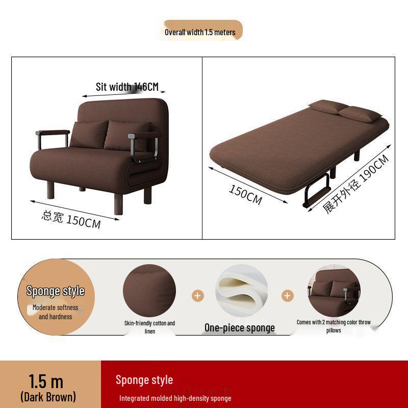 Compact Folding Sofa Bed for Small Apartments - Dual-Use Economy Single/Double Lazy Sofa