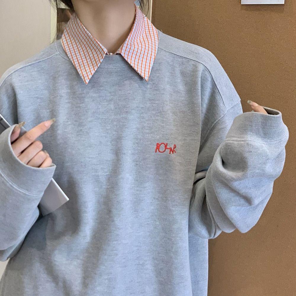 Plaid Blouse False Neckwear Comfortable Women's Detachable Collar Women/Girls