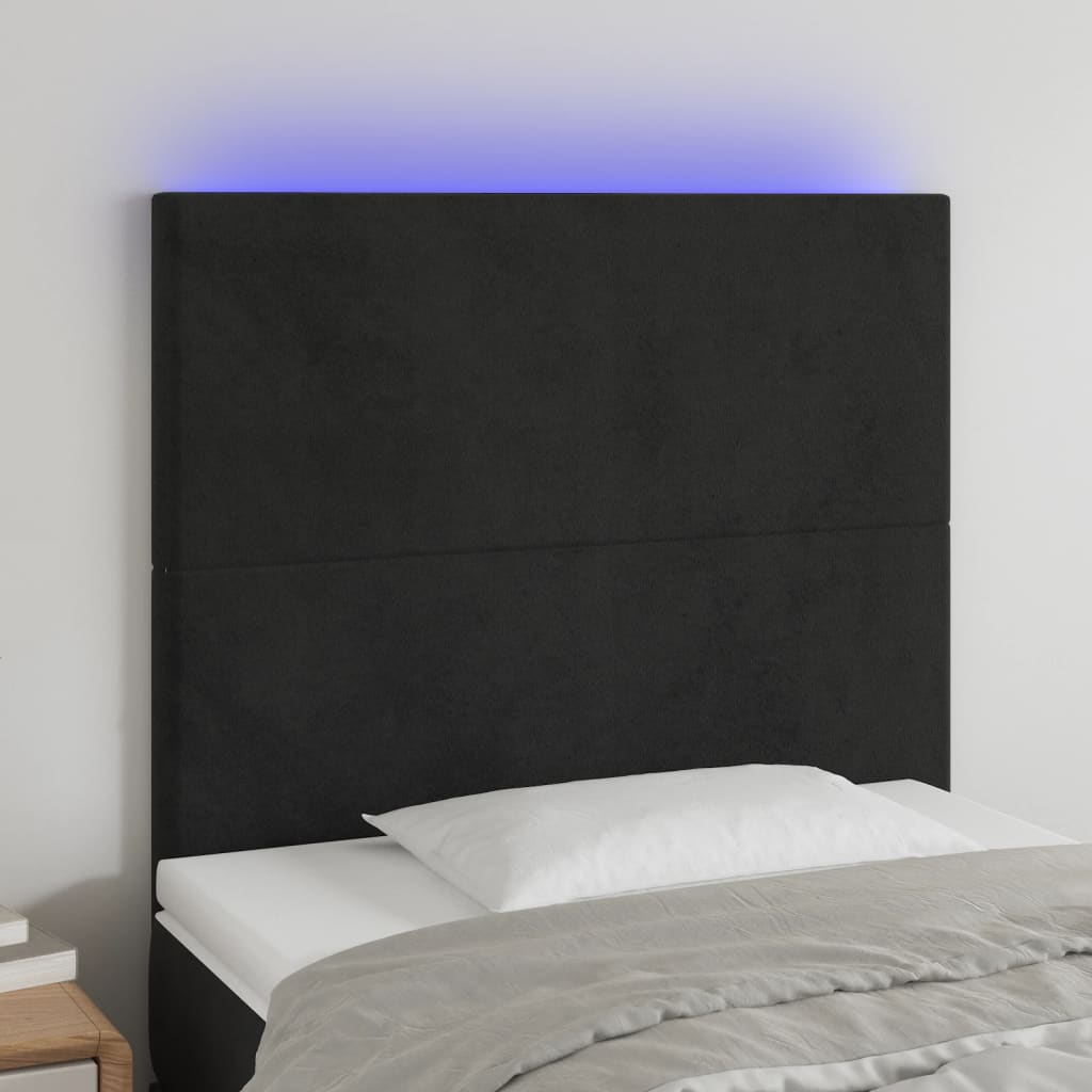 Vidaxl Zagłówek Do Łóżka Z Led, Czarny, 90X5X118/128 Cm, Aksamit