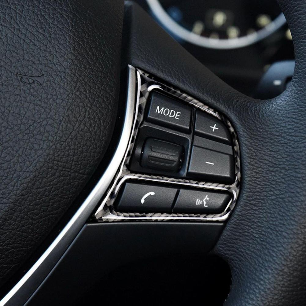 2 шт., наклейки на кнопки рулевого колеса из углеродного волокна для салона автомобиля, отделка, стиль автомобиля для BMW F30 F31 F34 F45 F32 F33 F36 F22