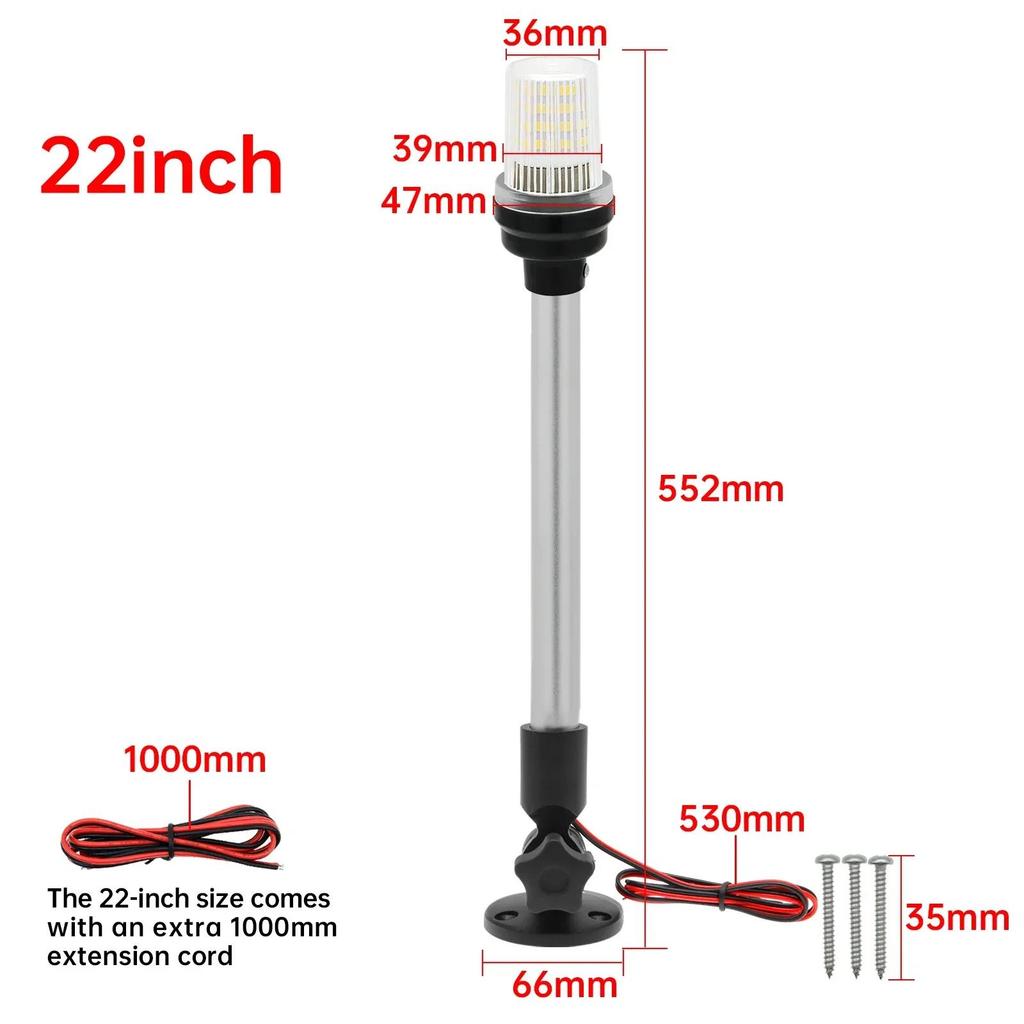 Navigation Light Boat LED Light Yacht Marine Fold Down Navigation Anchor Light 12V-24V Sailing Signal Light 360 Boat Accessories 3