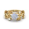 6MM Round Moonstone Gemstone 925 Sterling Silver Gold Plated Solitaire Ring