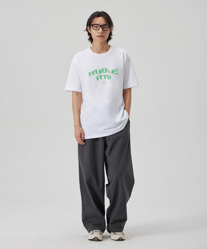 MAKEITTO [Black Letter]Crew Neck Tee_White