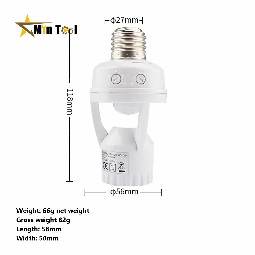 AC100-240V PIR Motion Sensor E27 Socket Converter Lamp Base Intelligent Switch Light Bulb Holder Infrared Sensor Switch