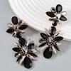 Crystal Flowers Dangle Geometric Earrings For Women Pendientes Bride Wedding Party Vintage Jewelry
