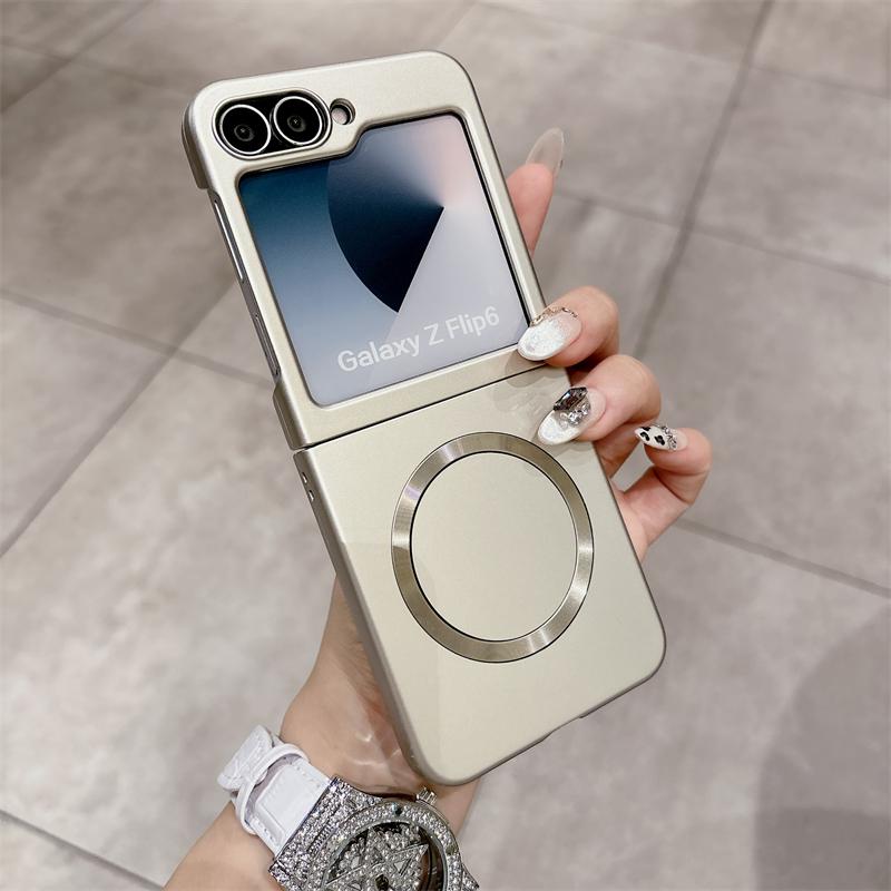 Роскошный матовый жесткий чехол с магнитной фиксацией Magsafe для Samsung Galaxy Z Flip 7 6 5 4 3 Zflip 7 Противоударный Беспроводная зарядка Тонкая накладка