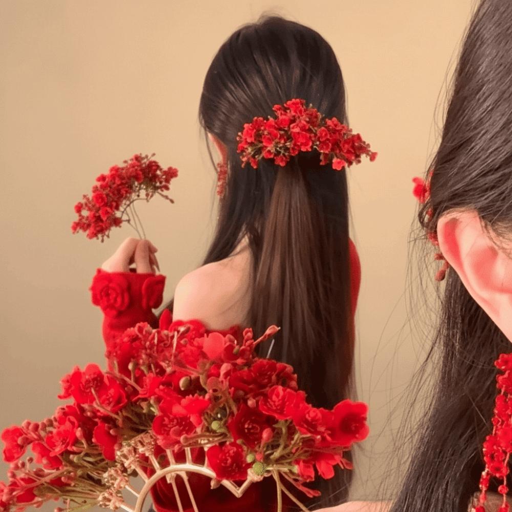 U-shaped Starry Sky Flower Hiar Stick Bohemian Bride Side Clip Headdress Thai Hairpin  Girls