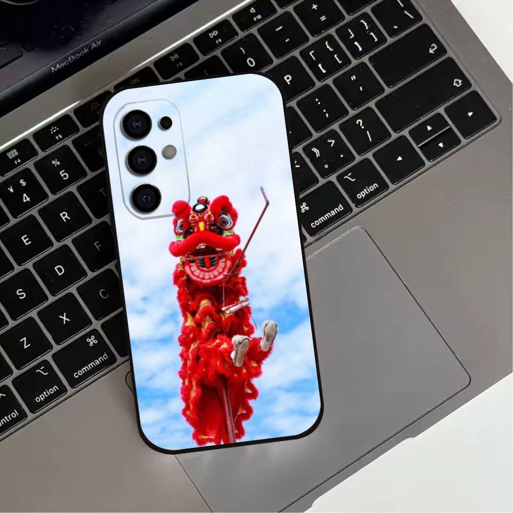 Chinese lion dance Phone Case For Samsung S25,S24,S21,S22,S23,S30,Ultra,S20,Plus,Fe,Soft Silicone Black Cover