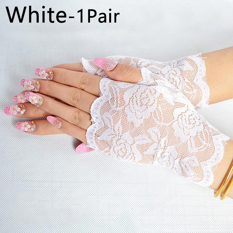 1 Pair Wedding Summer Lace Gloves Women Sun Protection Fingerless Gloves Bride Breathable MIT