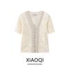 Fashion Style 2024 Autumn New Arrival Women's Stylish Short Sleeve Easiest for Match Jacquard Mesh Romantic Tops 6236101